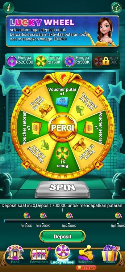 Fitur Lucky Wheel di aplikasi RejekiBet