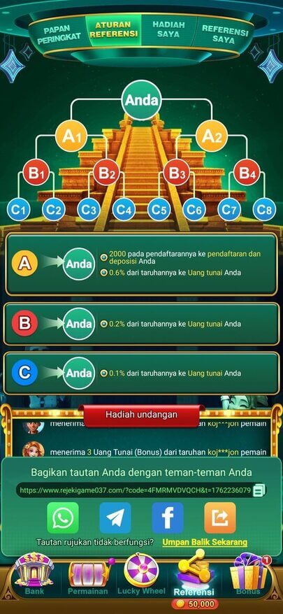 Struktur permainan di aplikasi RejekiBet